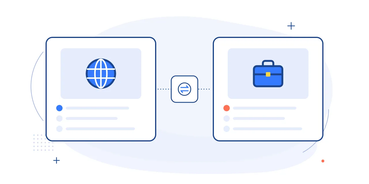 Illustration of offshore versus local hiring: a globe card and an office building card compared side by side